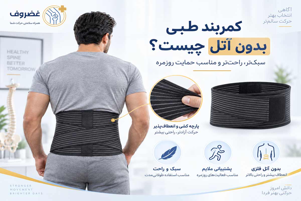 کمربند طبی بدون آتل با طراحی انعطاف‌پذیر برای استفاده روزمره